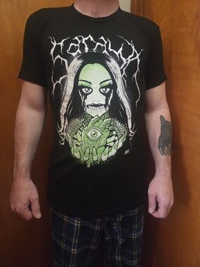 AEW Saraya Black Graphic Tee with Green Horror Illustration